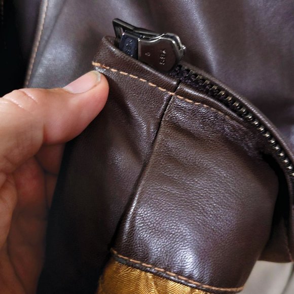 Marc New York Brown Leather Jacket with Quilted Lining - Picture 11 of 15